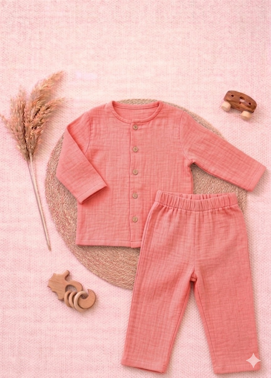 Peach Full Sleeve Co-ord Set
