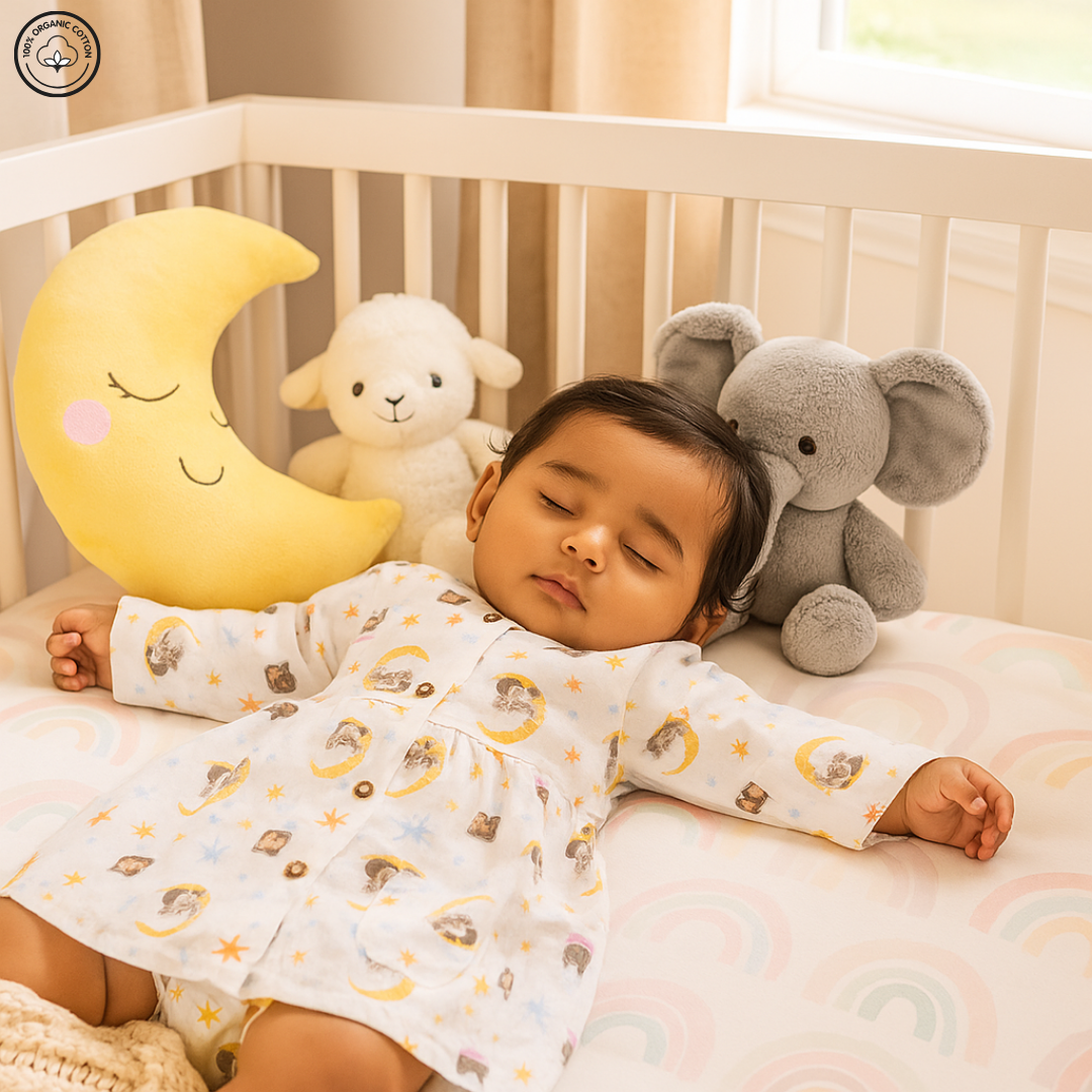 Bear & Moon Muslin Frock For Toddler