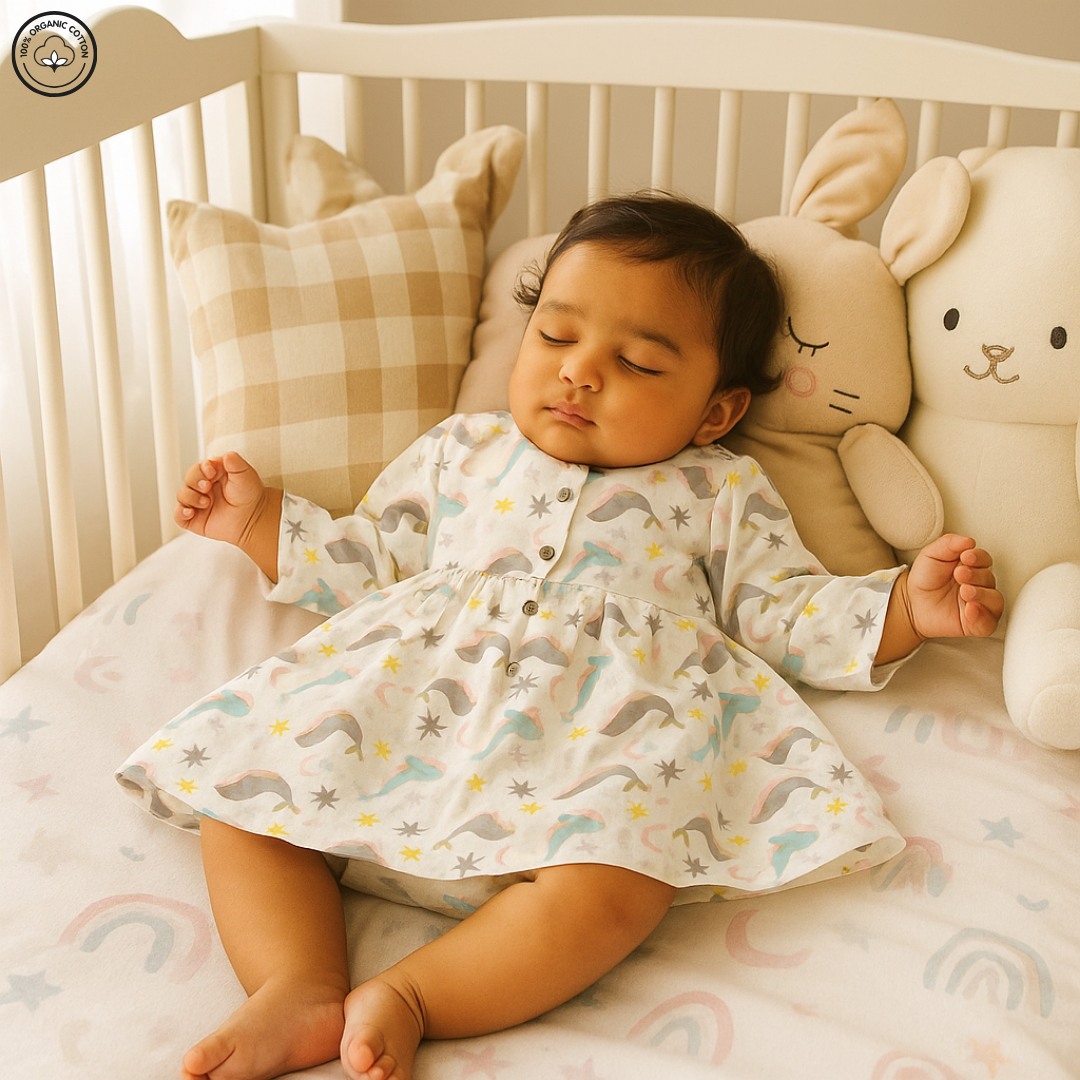 Dolhphin & Stars Muslin Frock For Toddler