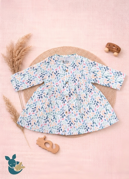 Leafy Lullaby Muslin Frock For Toddler