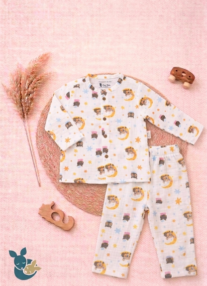 Bear & Moon Muslin Co-ord Set